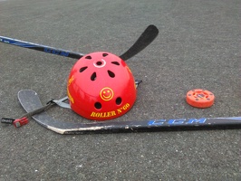 Photo hockey casque rouge